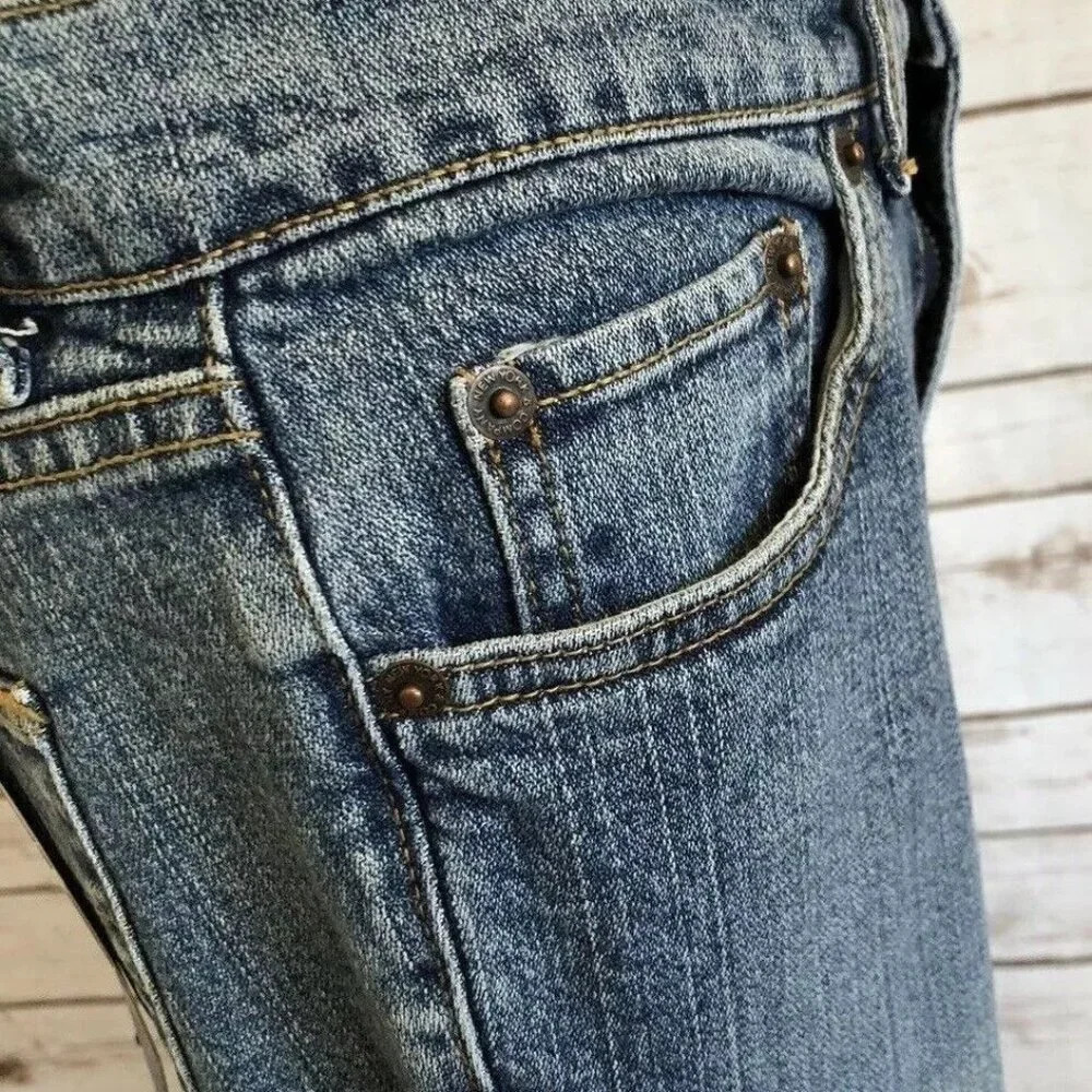 NEW YORK CO. Women Dark Wash Cotton Denim Blue Jeans Flared Leg Pants Size 2 NWT - Picture 4 of 12